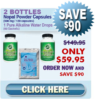 Natural Home Cures Freeze Dried Nopal Powder Capsules 2 Bottles Nopal Capsules & 1 Package Pure Alkaline Water Drops