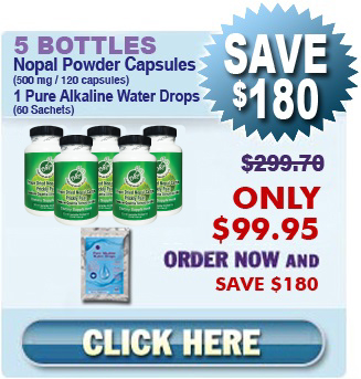 Natural Home Cures Freeze Dried Nopal Powder Capsules 5 Bottles Nopal Capsules & 1 Package Pure Alkaline Water Drops